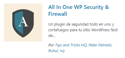 All in One Wp Security- plugins de seguridad